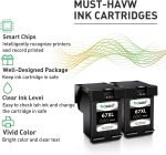 batuto Remanufactured hp 67 Ink cartridges Black/Color Combo Pack for DeskJet 2700 2755 2755e Envy 6000 6400 6455 6458e 6055e DeskJet Plus 4100 4155e with 67xl hp Printer Ink (2 Black Pack) - Image 6